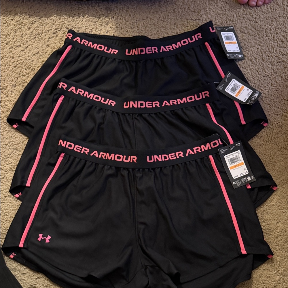 Under Armour Women's Athletic Shorts Black with Pink Accents